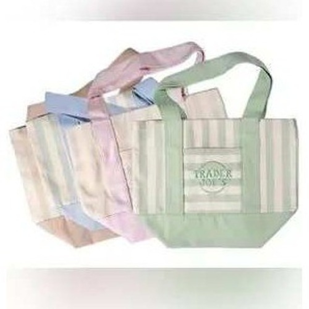 Trader Joe's Striped Mini Canvas Tote Bags Set of 4 Pastel 2026 NWT